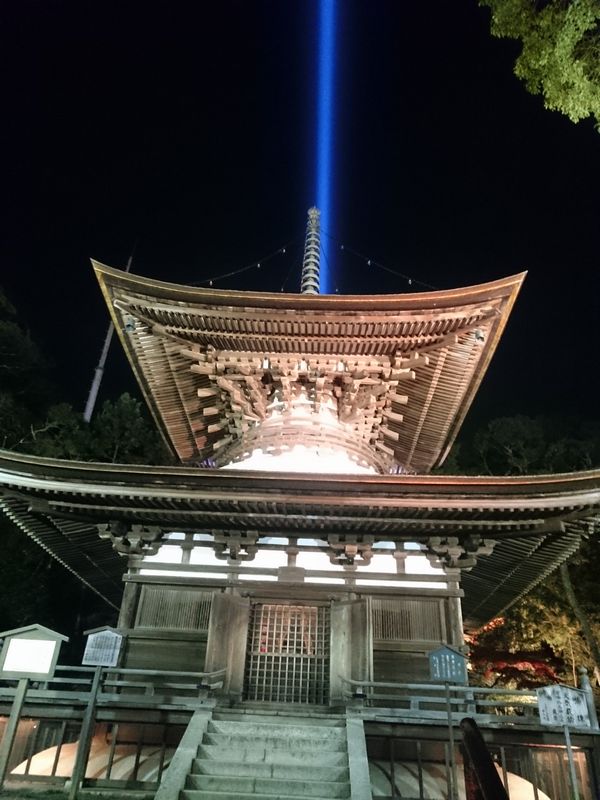 石山寺　多宝塔　ライトアップ